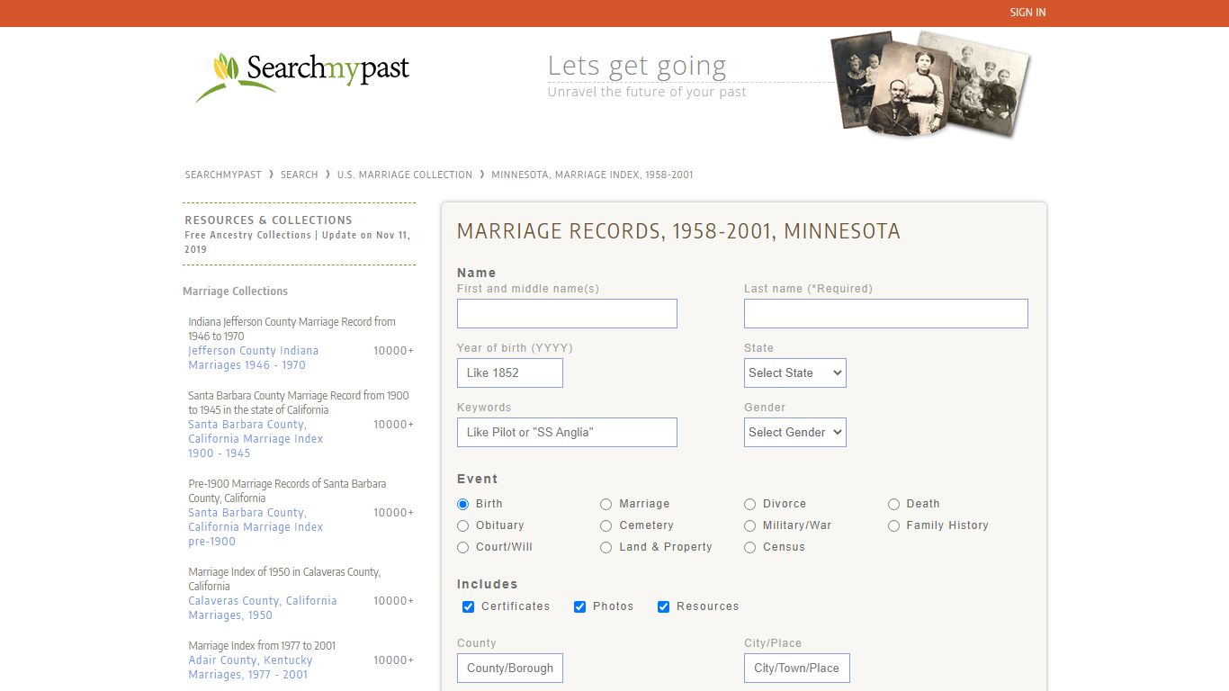 Minnesota, Marriage Index, 1958-2001 | Searchmypast